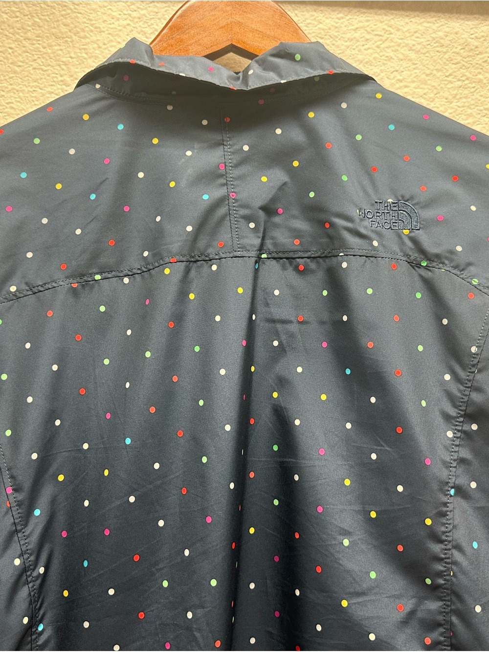 The North Face Navy Rain Jacket with Multicolor Polka Dots - Women’s - Picture 8 of 10